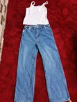 Saitin Wandon Jeans da Bralette na Mata - 1
