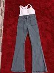 Saitin Wandon Jeans da Bralette na Mata - 2
