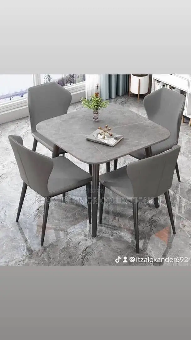 Home Interiors Dining Set Mai kujeru 4 da Sama ta Ceramic - 1