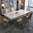 Luxury Marble Dining Table Set tare da kujeruwan Upholstered - 3
