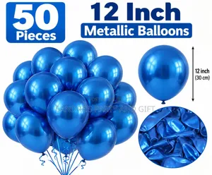 12-Inch Blue Chrome Metallic Balloons (Kayan Bikin)