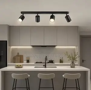 4 Head Adjustable Track Lighting Kit - Black