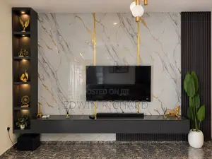 Home Interiors Gold TV Console with LED