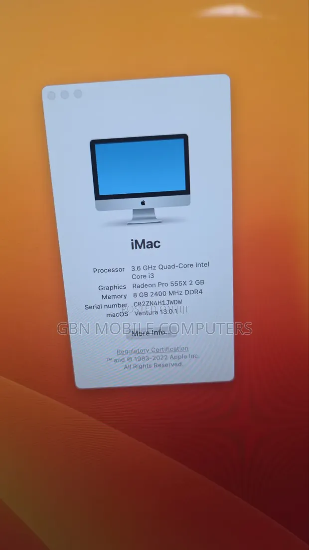 Apple iMac 2019 21.5" 4K Retina, Core i3, 8GB RAM, 1TB SSD - 1