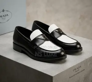 Prada White Stripe Loafers