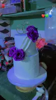 Babban Kek na Aure Mai Rufi Biyu da Fruit Cake & Cut Outs - 3