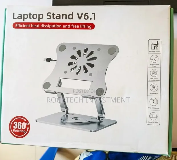 Adjustable Ergonomic Steel Laptop Stand with Cooling Fan - 1