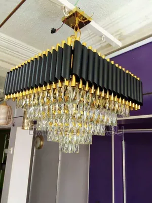 Square Black and Gold K9 Crystal Chandelier