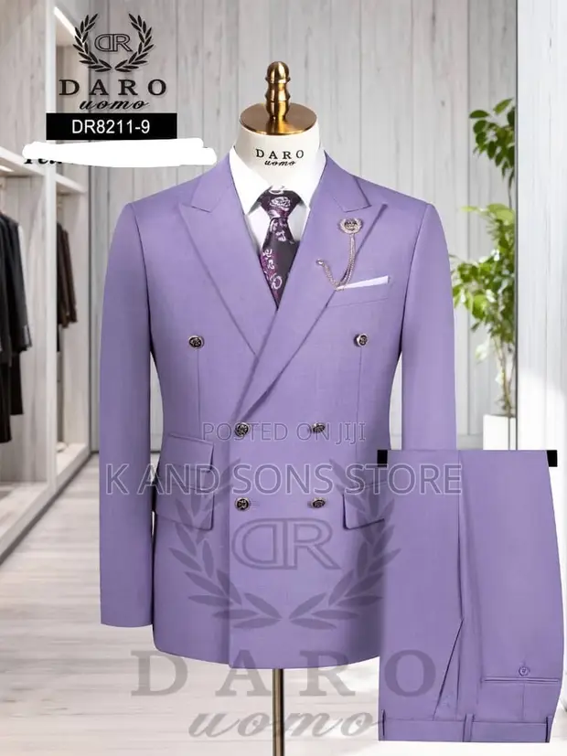 Daro Double Breasted Suit - Lavender - 1