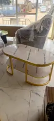 Luxury Gold Glossy Oval Centre Table - 2