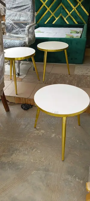 White & Gold Round Stools (Set of 2)