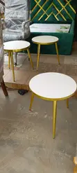White & Gold Round Stools (Set of 2) - 1