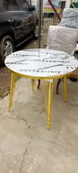 White & Gold Round Stools (Set of 2) - 2