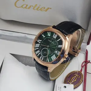 Cartier Down Second Leather Wrist Watch