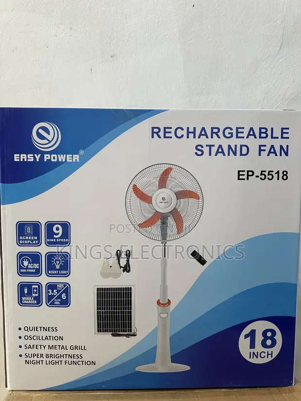Easy Power 18-Inch Rechargeable Standing Fan - 1