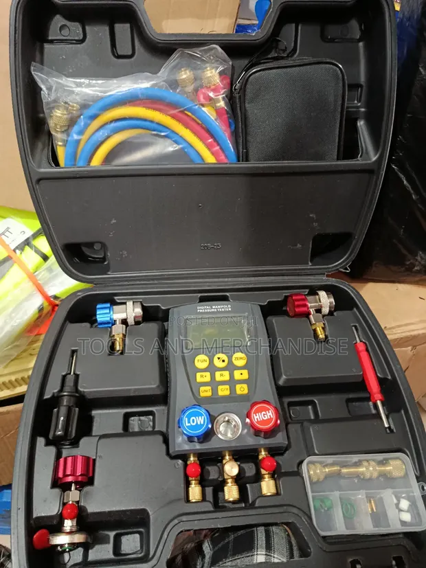 Digital HVAC Manifold Gauge & Pressure Tester Kit - 1