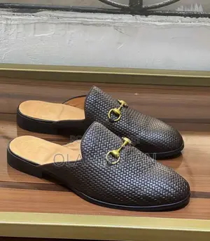 Gucci Design Half Shoes - Black Leather