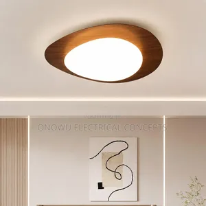 Pebble LED Wood Ceiling Lamp - Modern Retro Acrylic