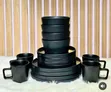 16-Piece Ceramic Dinner Set - Black - 1