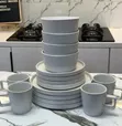16-Piece Ceramic Dinner Set - Black - 2
