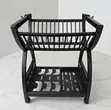 2-Tier Black Dish Drying Rack with Tray and Wheels - 1