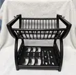 2-Tier Black Dish Drying Rack with Tray and Wheels - 2