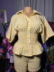 Women's Yellow Cotton Two-Piece Short Set - Brand New - 1