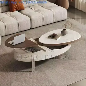 Light Luxury Oval Adjustable Coffee Table mai Ajiya