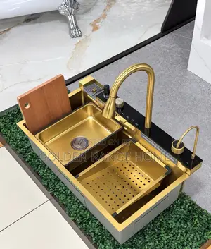 High-Quality Gold Kitchen Sink with Digital Mixer Tap