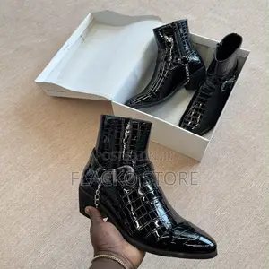 Premium Croc-Embossed Leather Ankle Boots