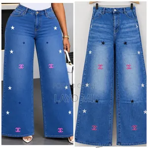 100K Brand Mata Jeans masu faɗi - Blue