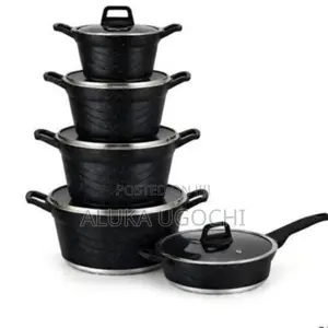 BROCOOK 10-Piece Die-Cast Non-Stick Granite Cookware Set