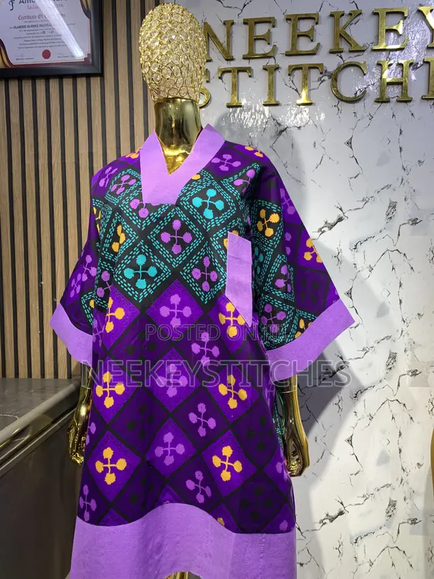 Adire Bubu Dress - Purple, One Size - 1