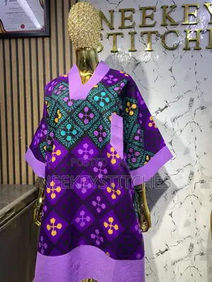 Adire Bubu Dress - Purple, One Size