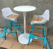 Modern White Bar Table with 2 Stools - 2