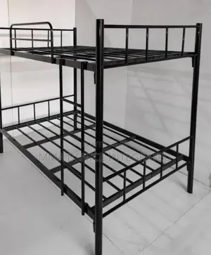 Heavy-Duty Black Metal Bunk Bed with Safety Rails