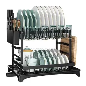 2-Tier Draining Dish Rack with Drainboard