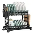 2-Tier Draining Dish Rack with Drainboard - 1