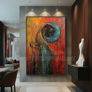 Abstract Oil Canvas Wall Art - Ja, Orange, Yellow, Turquoise