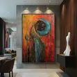 Abstract Oil Canvas Wall Art - Ja, Orange, Yellow, Turquoise - 1