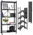 5-Tier Foldable Metal Storage Rack with Wheels - 3
