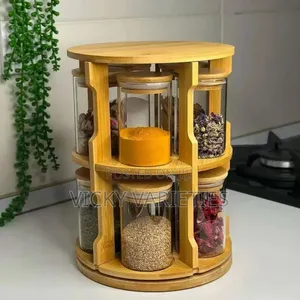 2-Tier 360° Rotating Bamboo Spice Organizer
