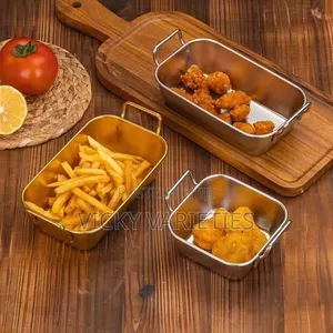 Stainless Steel Gold Serving Plate for Chicken & Chips