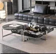 Two-Pattern Center Table - Glass & Marble Tops - 1