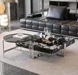 Two-Pattern Center Table - Glass & Marble Tops - 2