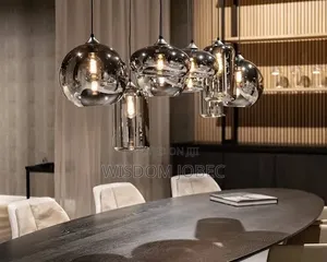 Smoked Glass Multi-Light Pendant Chandelier
