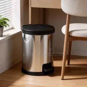 Drum Shaped Pedal Bin - Imitation Stainless Steel