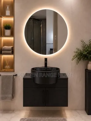 Executive Wall Hung Vanity Cabinet Basin - 60cm Black
