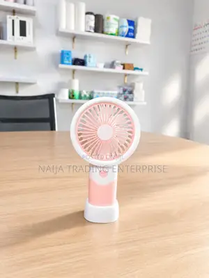 Mini Handheld USB Fan with Fancy Stickers - Pink & White