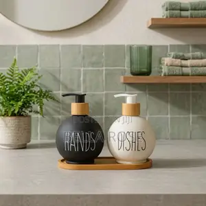 Round Glass Soap Dispenser - Black & White